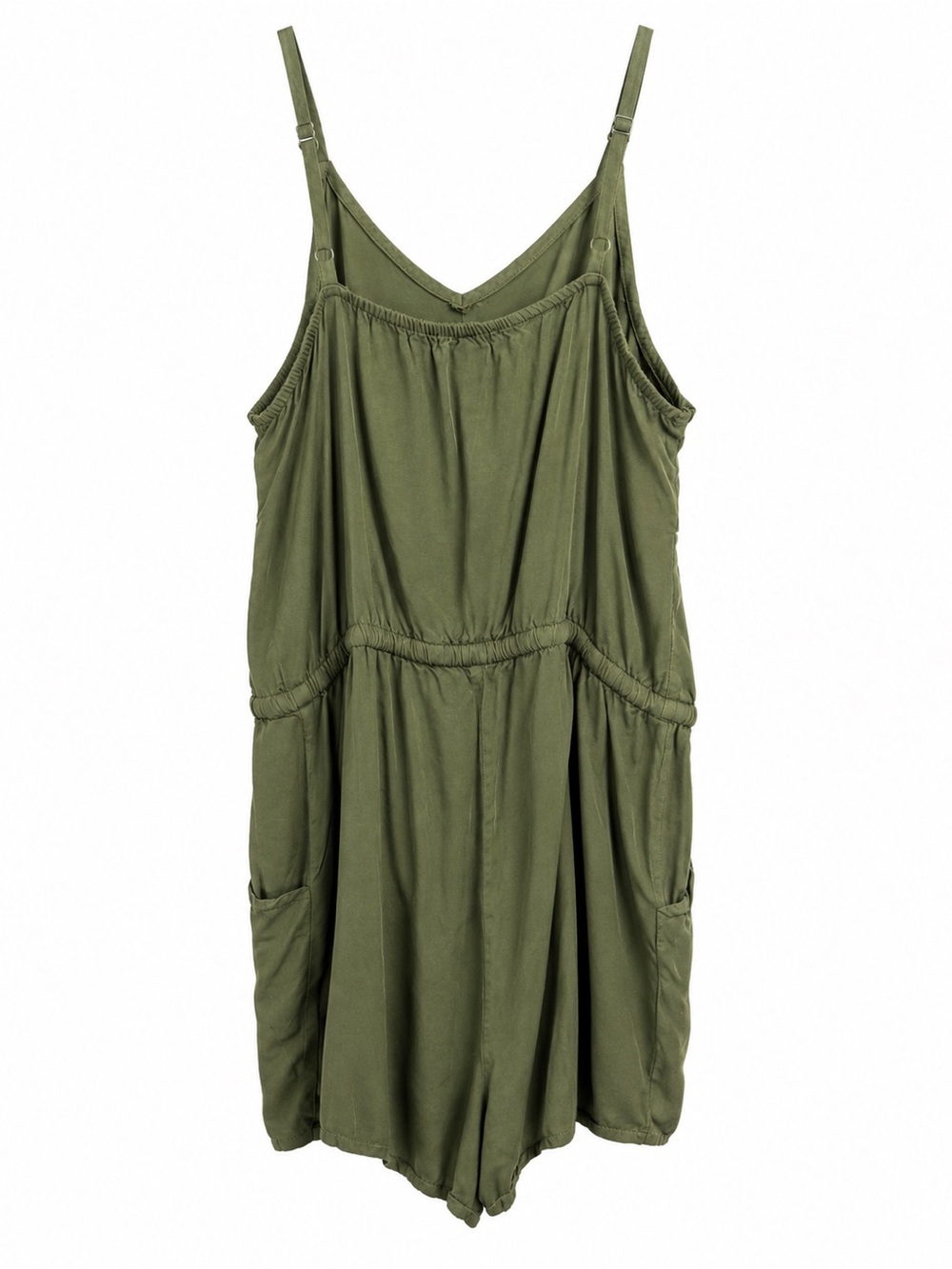 Old Navy Womens Olive Green Rayon Cami Romper Adjustable Straps Size S